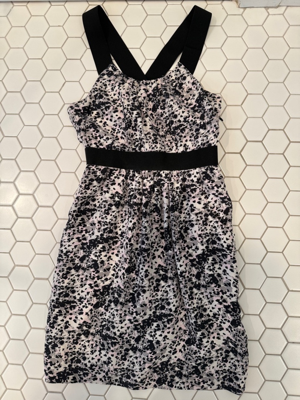 Theory Black and White Spot Print Dress
